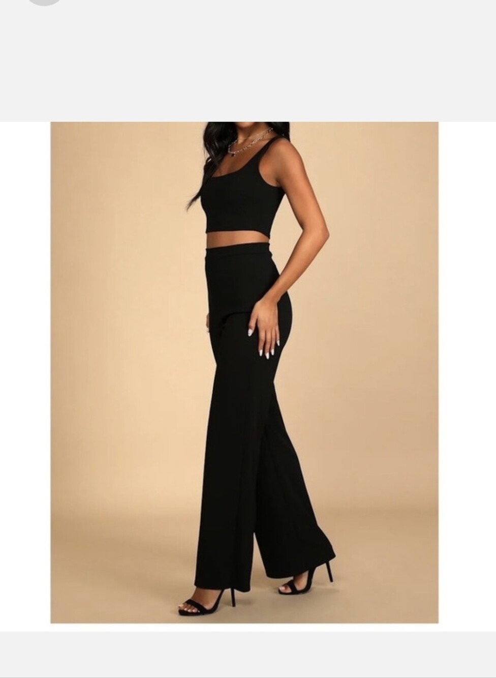 Lulu's Black High-Waist Wide-Leg Pants with Matching Crop Top